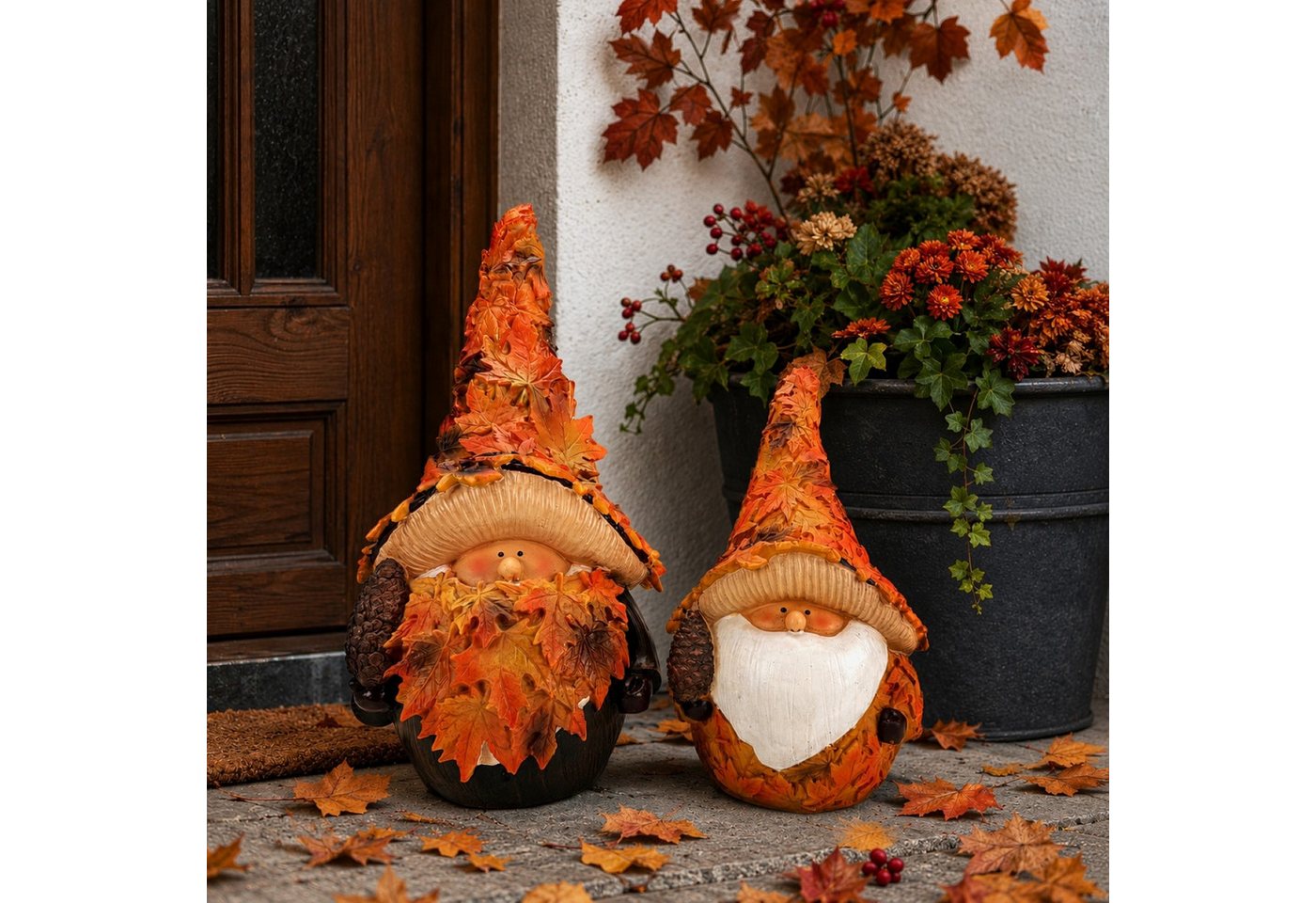 Online-Fuchs Gartenfigur für draußen - Zwerg, Wichtel, Gnom, bis 34 cm groß - Herbstdekoration, (Gartendeko, sorgen für eine warme Herbstatmosphäre), aus hochwertigem Kunstharz (Polyresin) gefertigt - wetterfest Bild 2