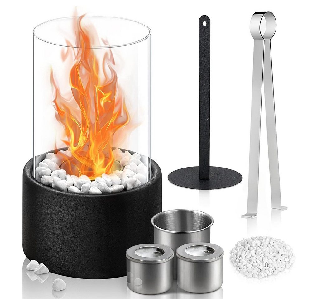 OSTWOLKE Tischfeuer Bioethanol Kamin Tischkamin für Indoor & Outdoor Tragbare Dekokamin (1-St), mit Deko Steinen Bild 4