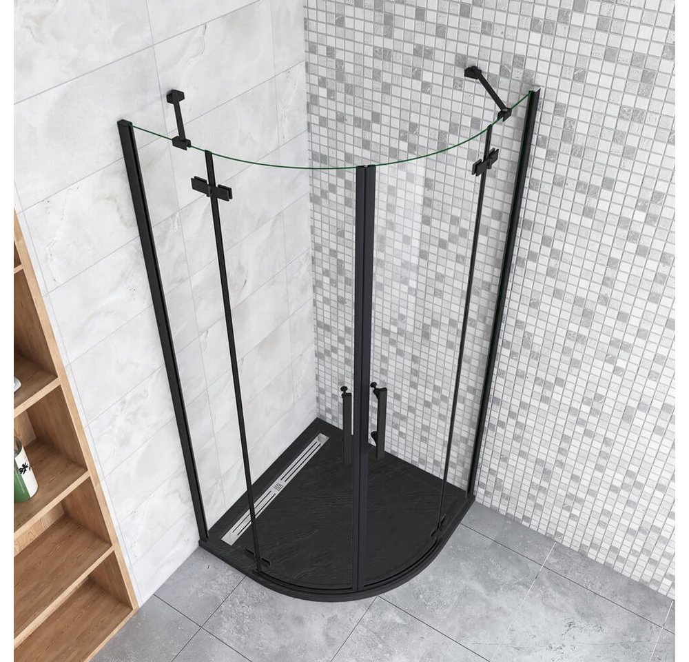 duschspa Runddusche 195cm 6mm Duschkabine Viertelkreis Duschabtrennung Duschtür Falttür, BxT: 80x80 cm, Einscheibensicherheitsglas, Sicherheitsglas, Set, ebenerdiger Einbau möglich Bild 3