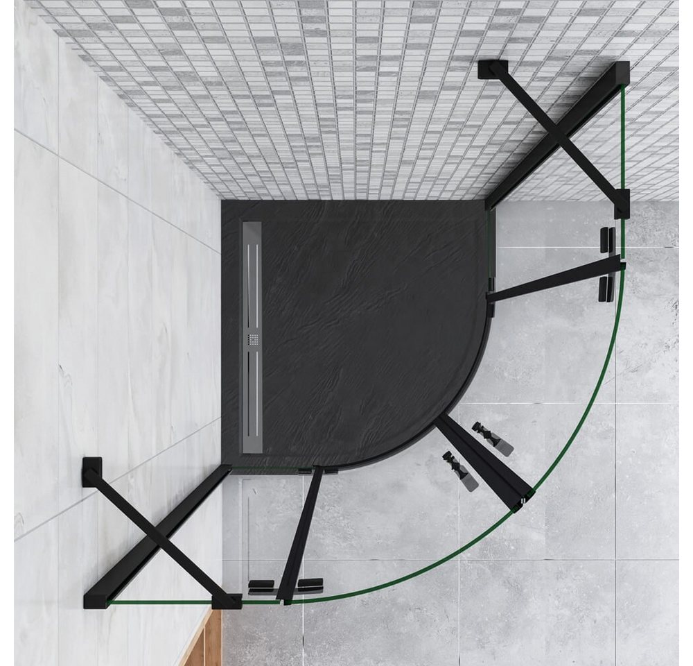 duschspa Runddusche 195cm 6mm Duschkabine Viertelkreis Duschabtrennung Duschtür Falttür, BxT: 80x80 cm, Einscheibensicherheitsglas, Sicherheitsglas, Set, ebenerdiger Einbau möglich Bild 4