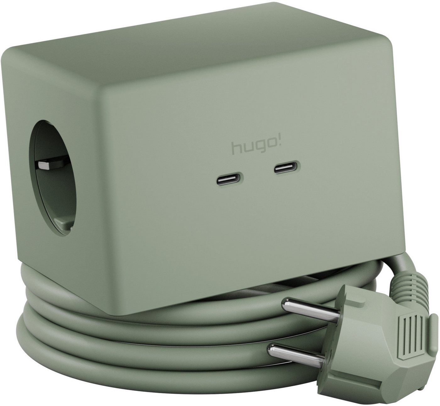 Brennenstuhl hugo! ONE 2nd Gen. Steckdosenwürfel mit USB C 20W PD, Wireless Charger Steckdosenleiste 2-fach (Kabellänge 2 m) Bild 2