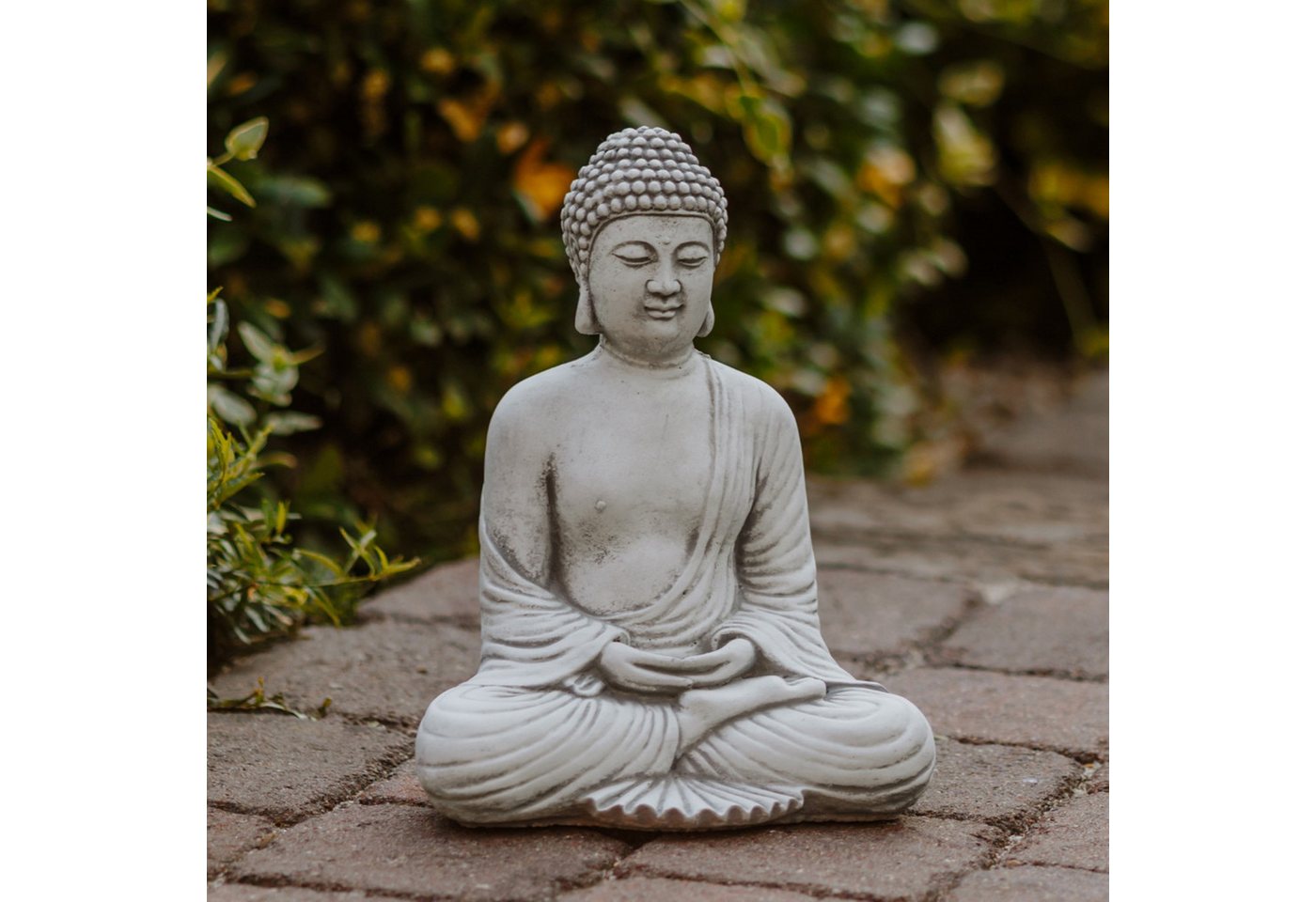 gartendekoparadies.de Gartenfigur Buddha in tiefer Meditation, Steinfigur, H. 30 cm, 6 kg, Frostsicher Bild 2