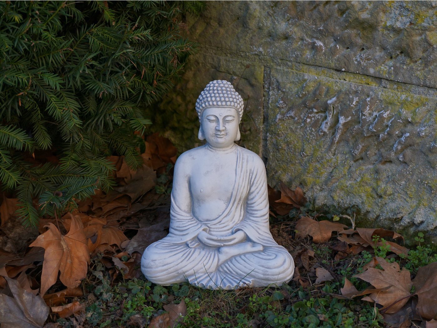 gartendekoparadies.de Gartenfigur Buddha in tiefer Meditation, Steinfigur, H. 30 cm, 6 kg, Frostsicher Bild 5