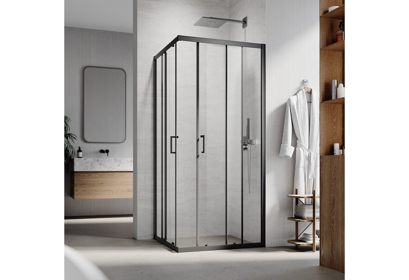 SONNI Eckdusche Eckdusche Eckdusche Eckdusche Duschkabine Eckeinstieg Schiebetüren, BxT: 80x80 cm, BxT: 80x80 cm, 80-120 X 195cm, links und recht montierbar