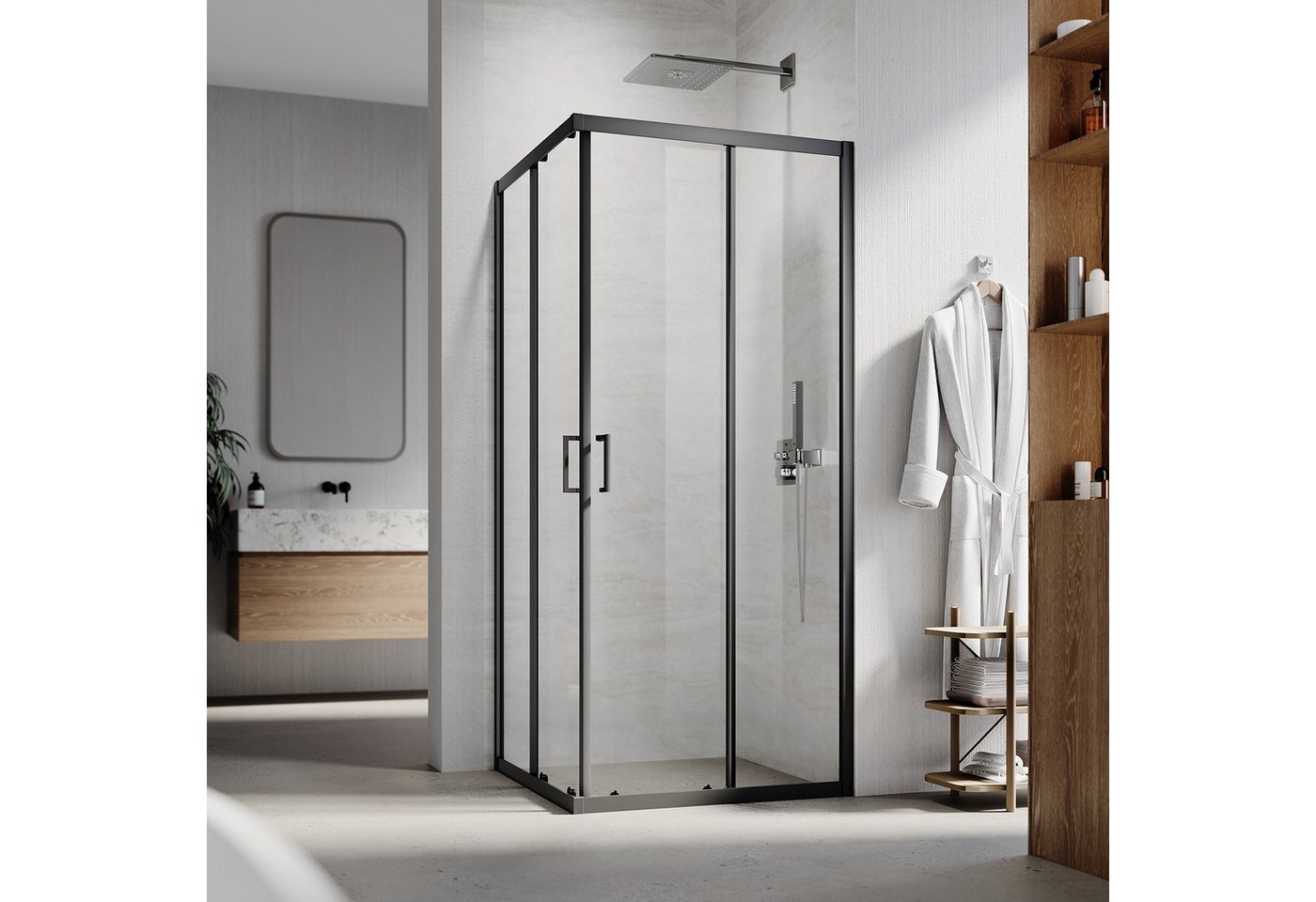 SONNI Eckdusche Eckdusche Eckdusche Eckdusche Duschkabine Eckeinstieg Schiebetüren, BxT: 80x80 cm, BxT: 80x80 cm, 80-120 X 195cm, links und recht montierbar Bild 2
