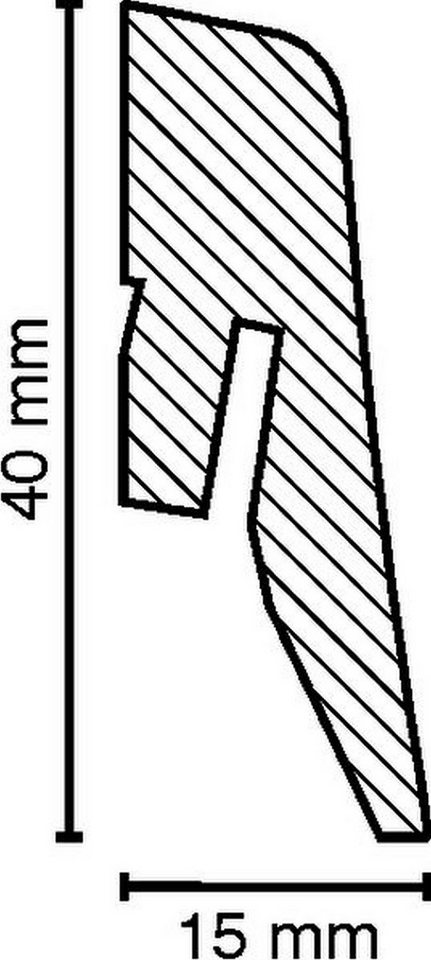Südbrock Sockelleiste Sockelleiste schwarz MDF 15 x 40 Foliert Fußleiste Modern, L: 240 cm, H: 4 cm, 1-St.