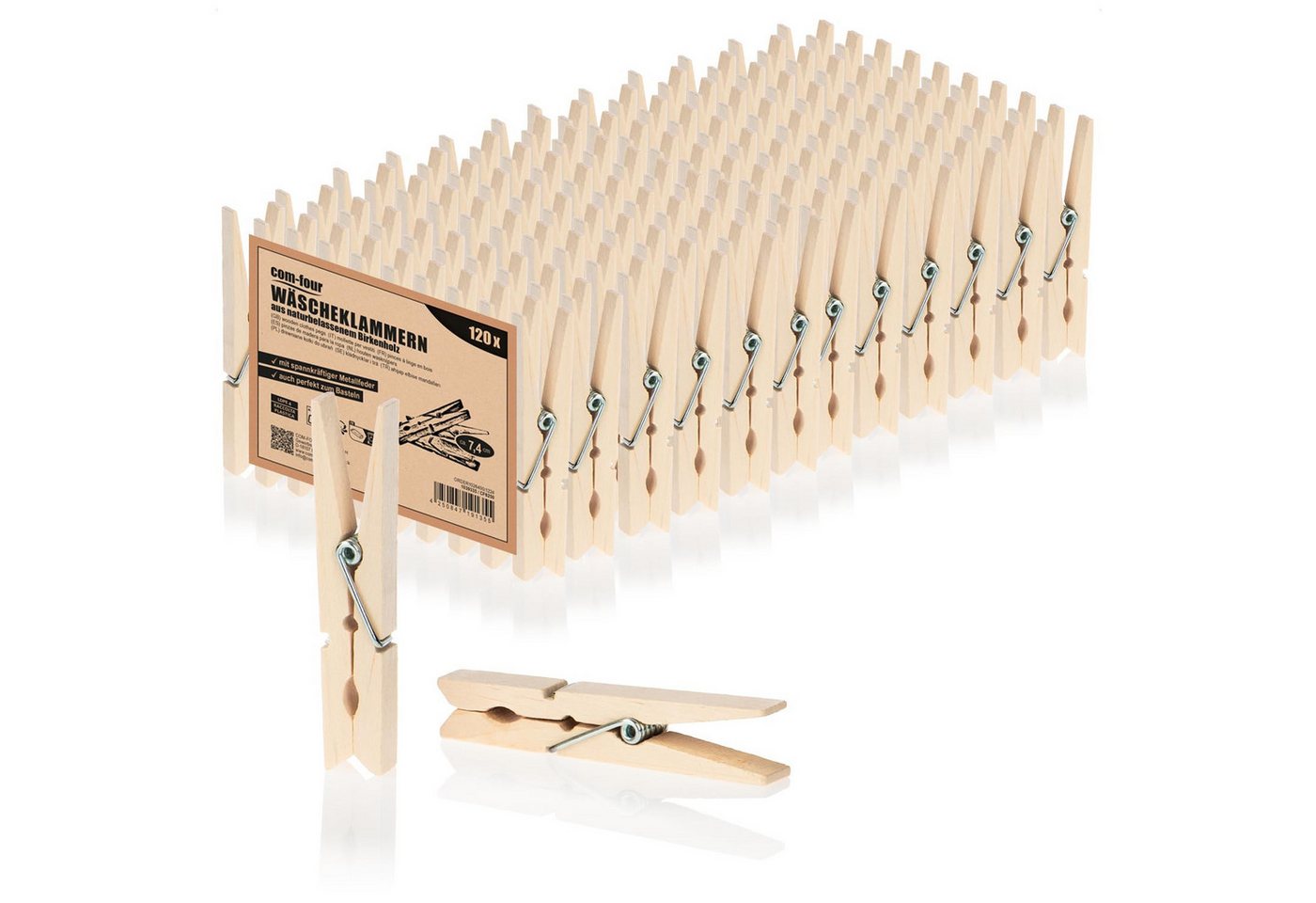 com-four Wäscheklammern Wäscheklammern aus Holz, unbehandelte Holzwäscheklammern zum Wäscheaufhängen und Basteln Bild 5