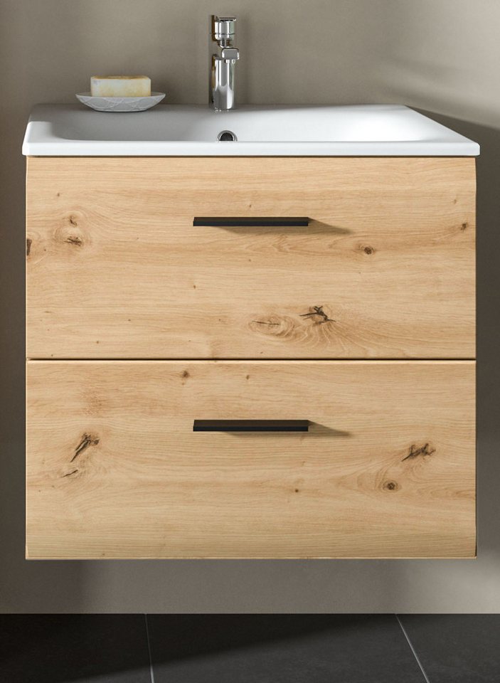 Inn.Furn Waschtisch Cover (Set inkl. Keramik Waschbecken, Eiche Artisan, Breite 60 cm), mit Vollauszug Schubkästen Bild 4