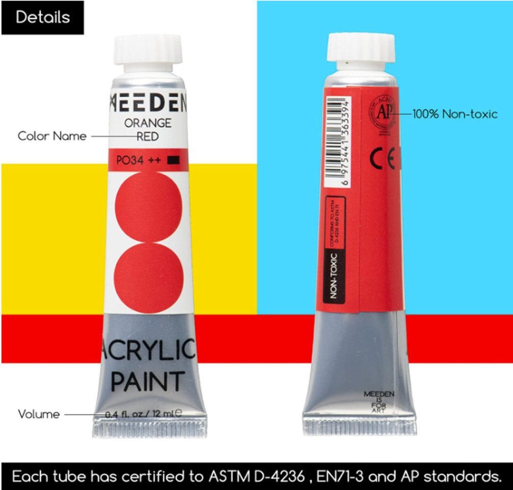 TSE Acrylfarbe MEEDEN Acrylfarbenset 100 Farben hochpigmentierte Acrylfarben 12ml Bild 4