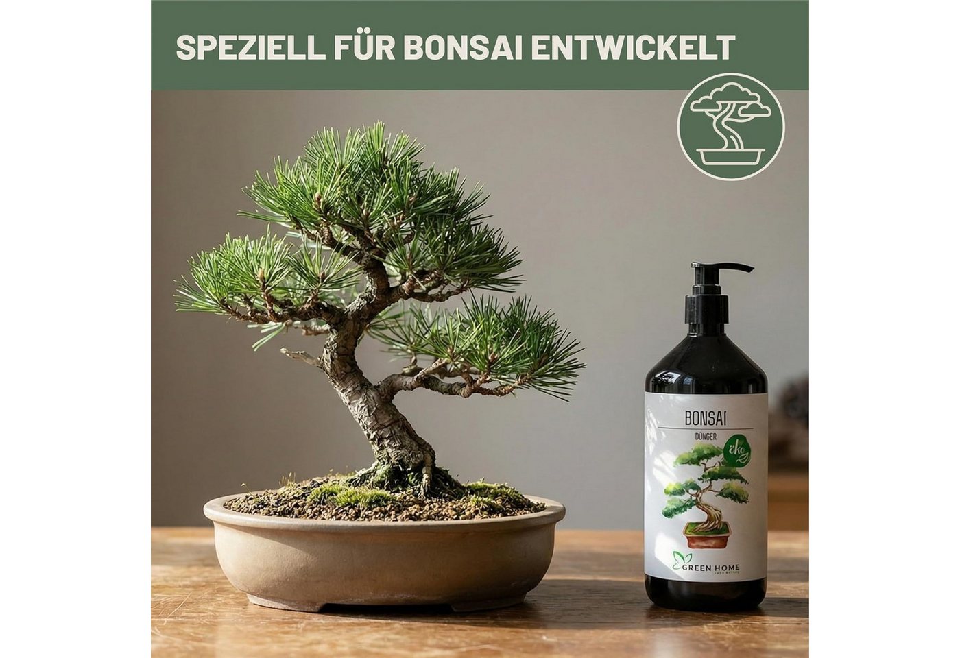 GREEN HOME LOVE NATURE Spezialdünger Bonsaidünger flüssig NPK 7+3+5 für Indoor- & Freilandbonsai, Bonsai, NPK 7+3+5, Spurennährstoffe, chelatiert, Dosierpumpe Bild 5