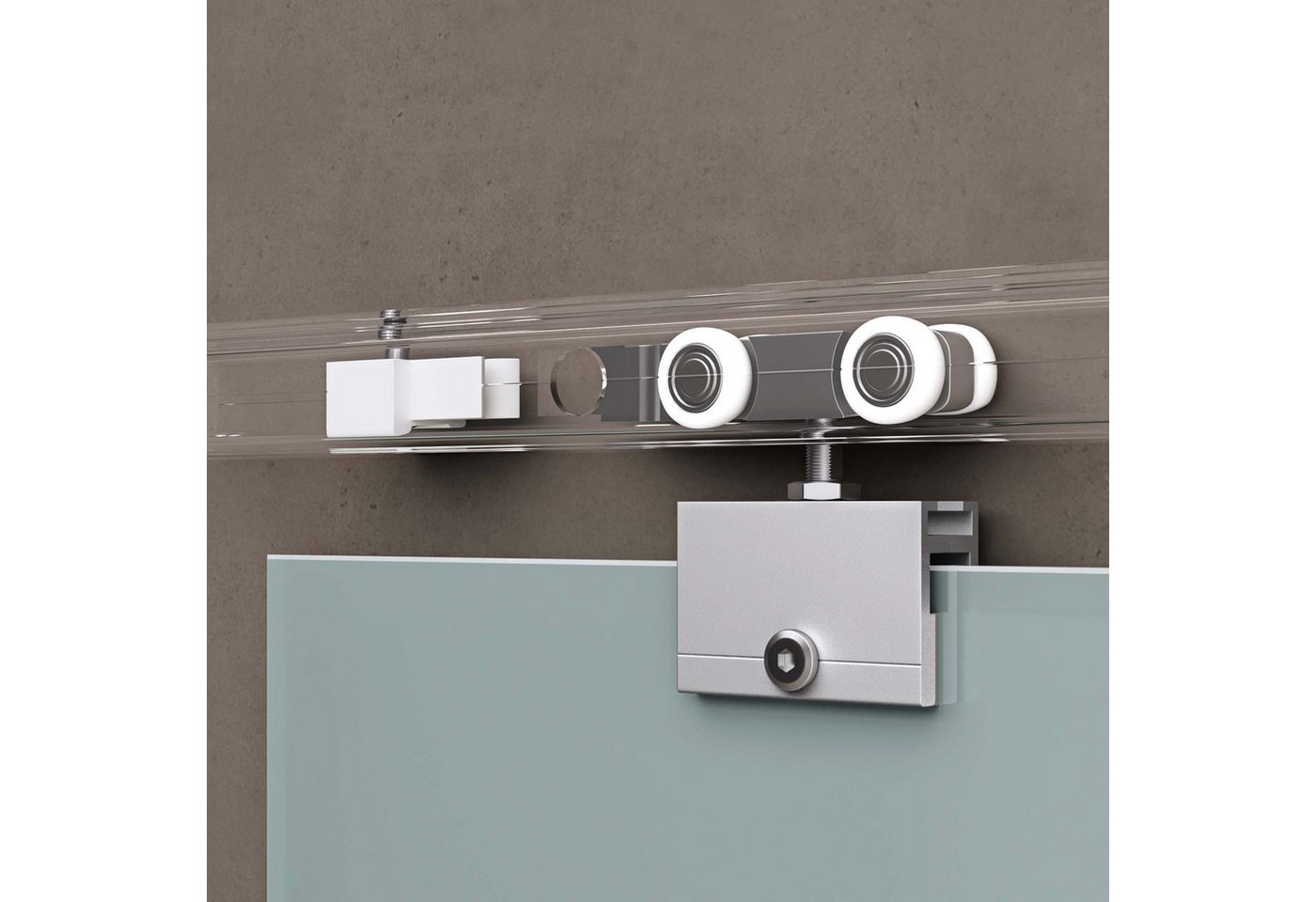 doporro Glasschiebetür Komplettset Soft-Close ESG Design 5 Milchglas-Streifen Amalfi Bild 4