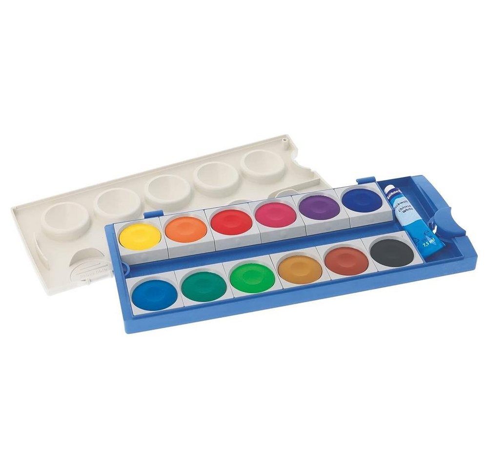 Pelikan Farbkasten Deckfarbkasten K12® eco mit 12 Farben, und Deckweiß Malkasten Schulmalfarben Bild 2