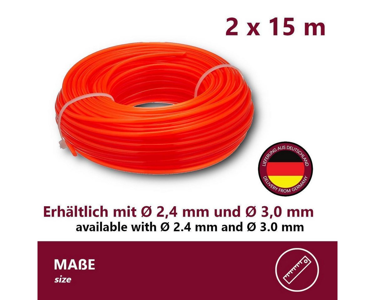 HOOZ Trimmerfaden in versch. Farben - Mähfaden Trimmerschnur für Rasentrimmerspulen, 15 m Länge, 3 mm Fadendurchmesser, (Set, 2-St., Weiß), Signalfarben Bild 5