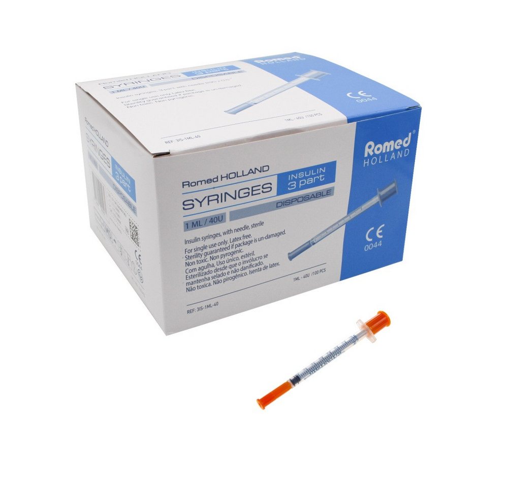 Romed Feindosierspritze Insulinspritzen U 40, steril, 40 I.E. auf 1 ml, (100-St) Bild 2