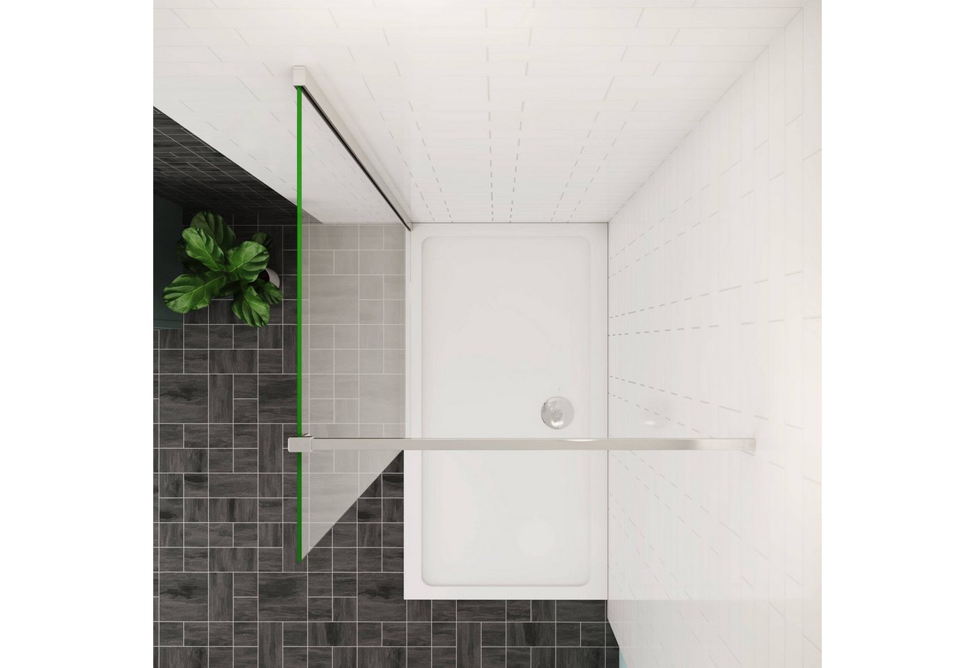 Duschparadies Duschwand Duschabtrennung Duschwand Walk In NANO Echtglas schwarz Glas, mit 90cm Haltestange,Sicherheitsglas, (8mm/10mm EasyClean ESG Sicherheitsglas) Bild 4