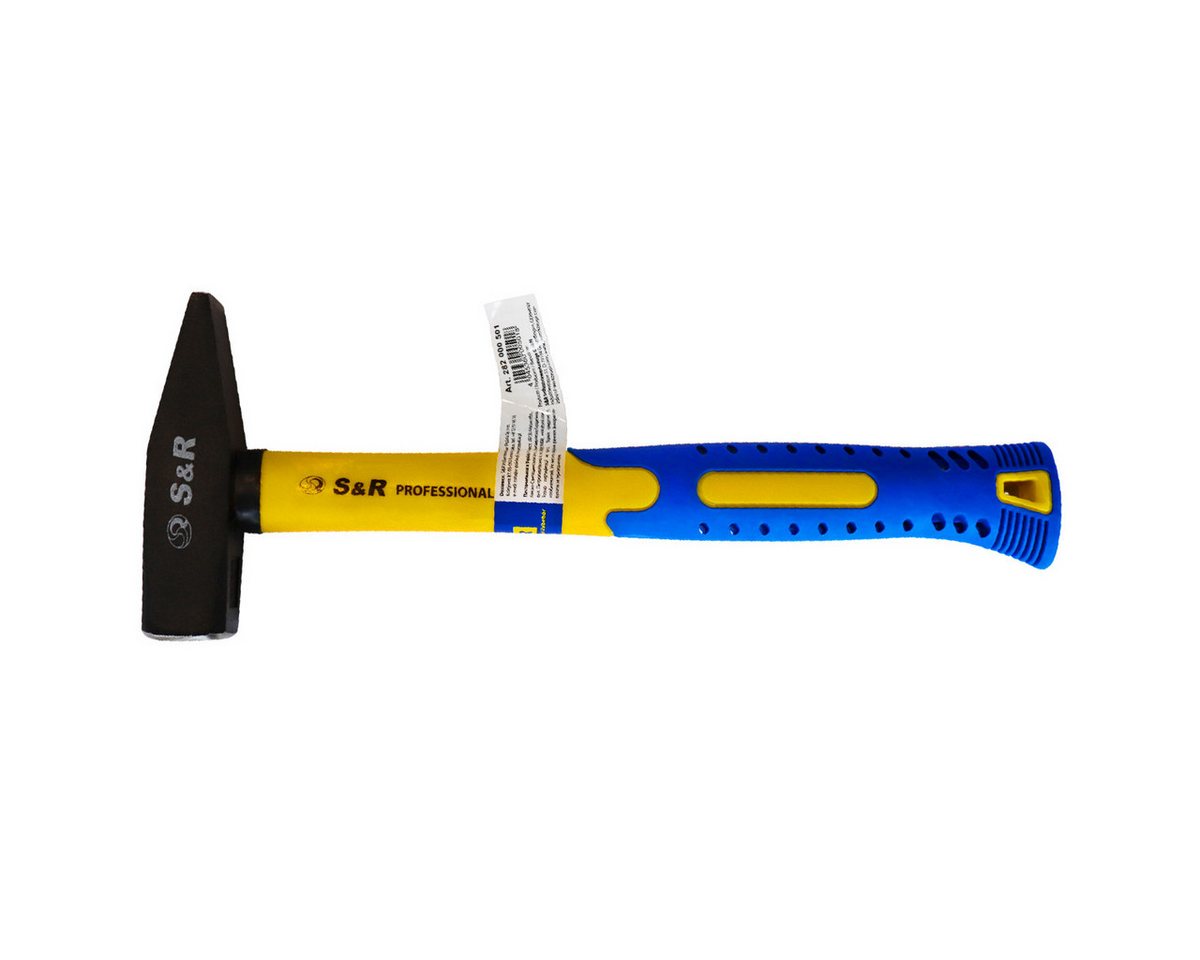 S&R Hammer Schlosserhammer 300 g Kopf, doppelt geschweifter rutschfester Stiel, aus robustem Fiberglas, stoßdämpfend und handschonend Bild 5
