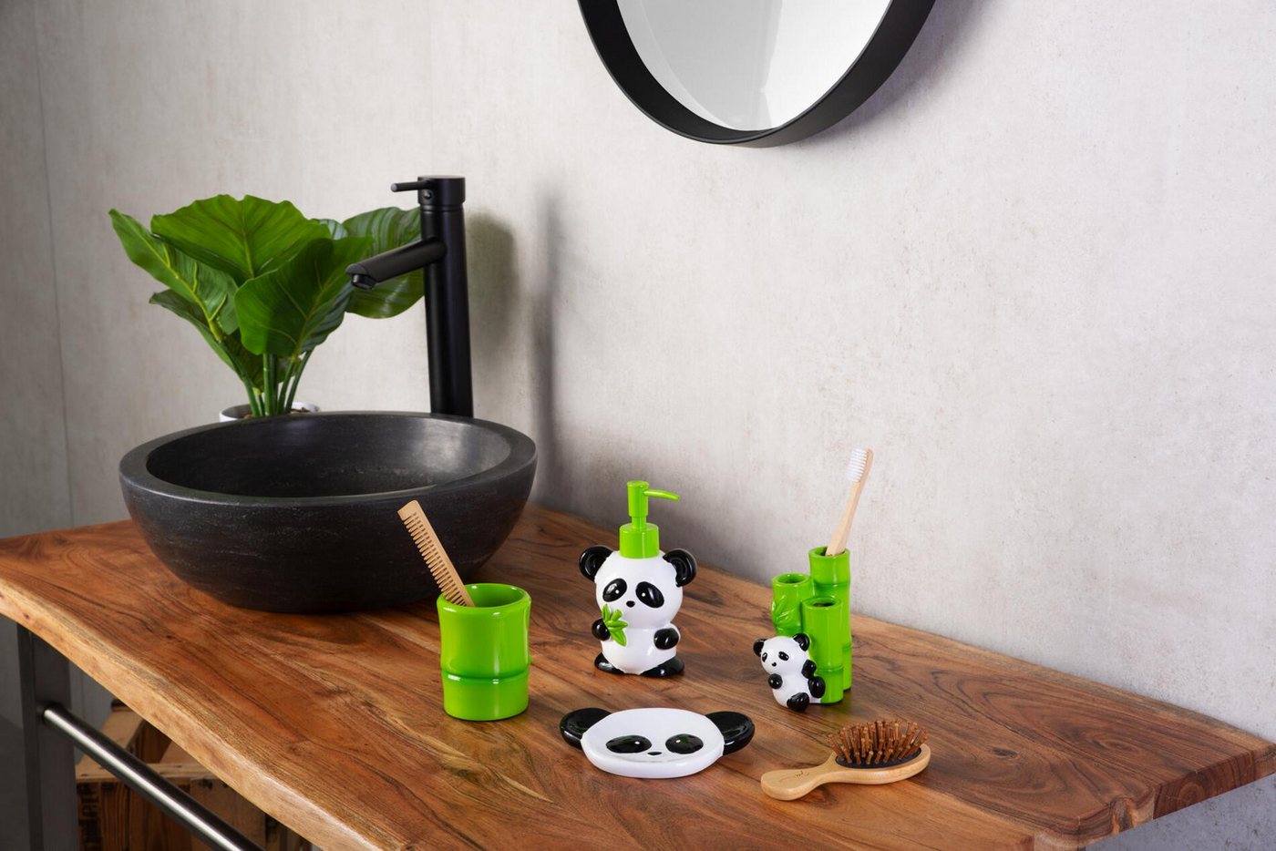 Ridder Badaccessoire-Set Zahnbürstenhalter Panda multicolor Bild 2