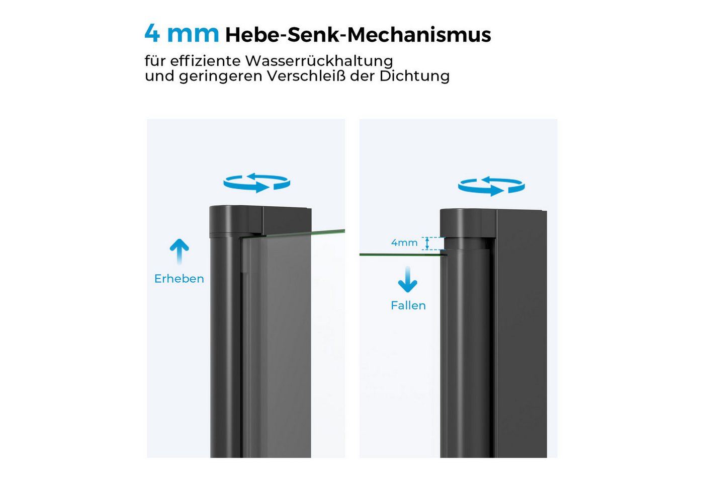 MEYKOERS Badewannenaufsatz 3-teilig Faltbar Duschabtrennung Badewanne Faltwand Duschwand, Sicherheitsglas, (120 x 140 cm), Aluminiumprofil in mattem Schwarz, 6mm Sicherheitsglas, Wasserdicht Bild 3