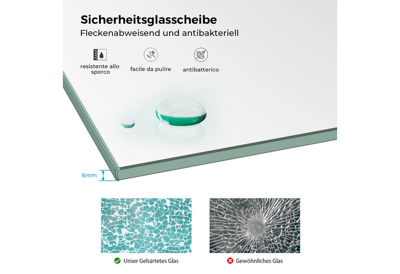 MEYKOERS Badewannenaufsatz 3-teilig Faltbar Duschabtrennung Badewanne Faltwand Duschwand, Sicherheitsglas, (120 x 140 cm), Aluminiumprofil in mattem Schwarz, 6mm Sicherheitsglas, Wasserdicht Bild 4