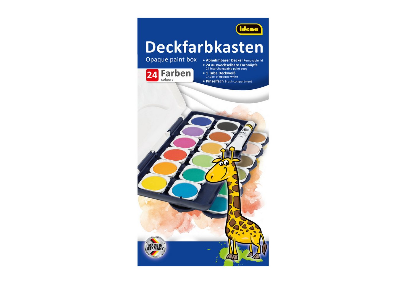 Idena Farbkasten Idena Set Deckfarbkasten 24 Farben und Deckweiß & Schulmalpinsel 10 Bild 3