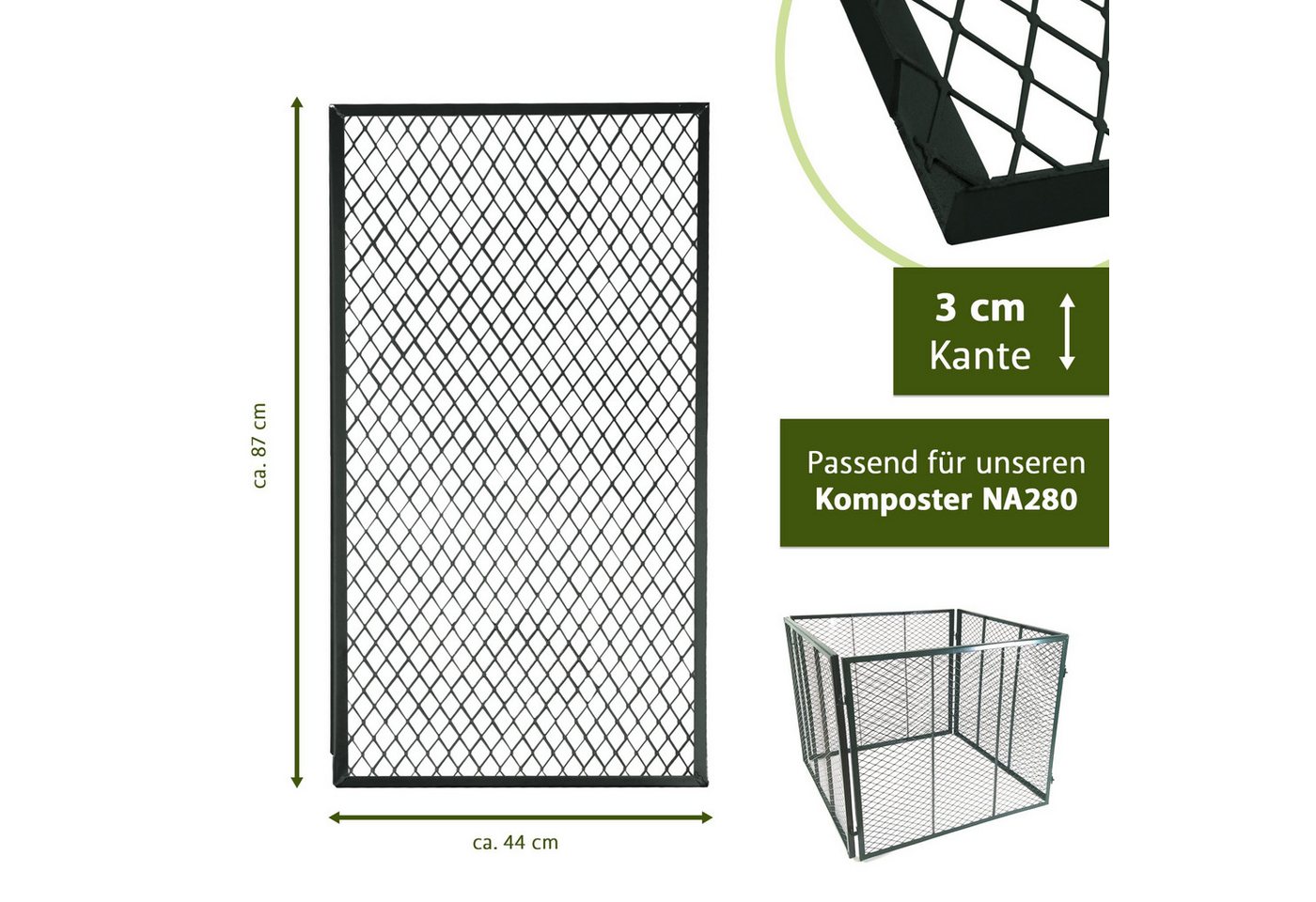 Lemodo Komposter Deckel grün, zweitilig aus Stahl, BxTxH: 87x54x3 cm, (2 St), verwendbar als Deckel oder Boden Bild 3