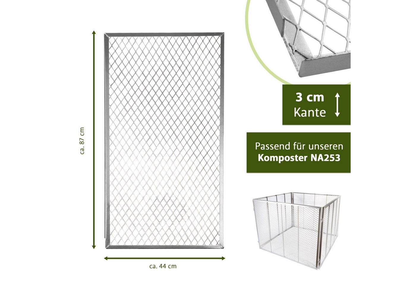 Lemodo Komposter Deckel silber 2er Set, Stahl verzinkt, BxTxH: 87x44x3 cm, (2 St), 2er Set verwendbar als Boden oder Deckel Bild 3