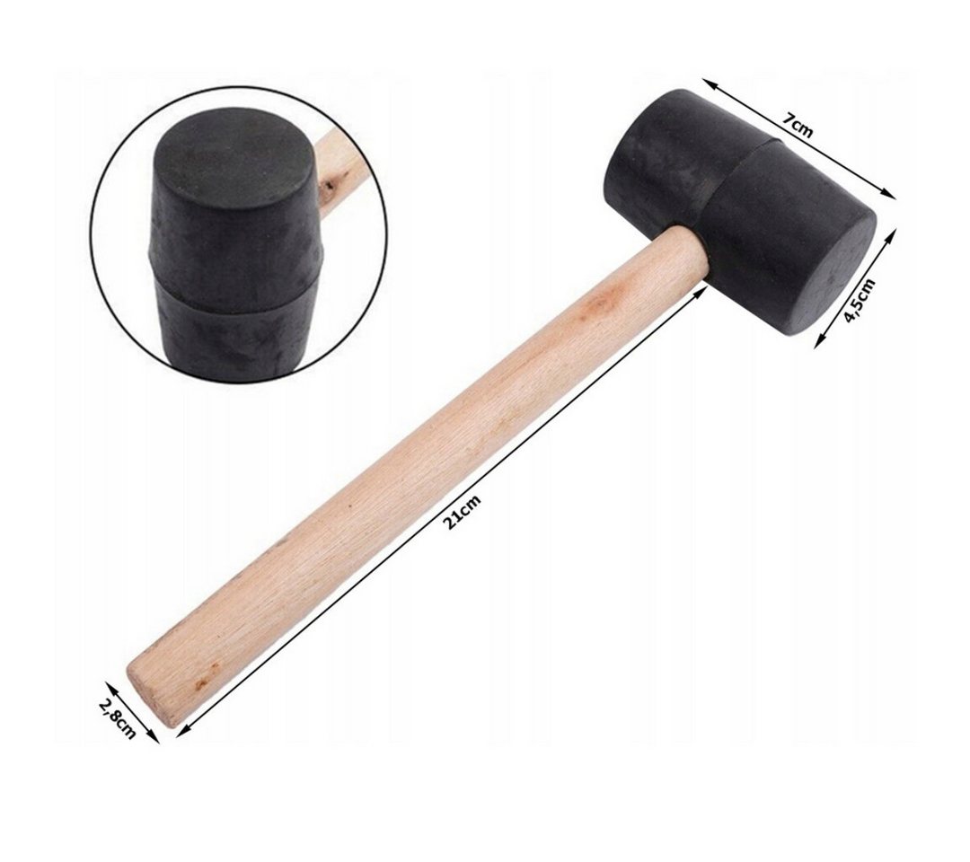 RACEL Gummihammer Gummihammer 220g Schwarz Schonhammer Holzgriff Rückschlagsfrei (1-St), Schonend & präzise