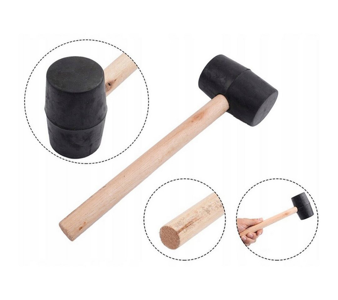RACEL Gummihammer Gummihammer 220g Schwarz Schonhammer Holzgriff Rückschlagsfrei (1-St), Schonend & präzise Bild 2