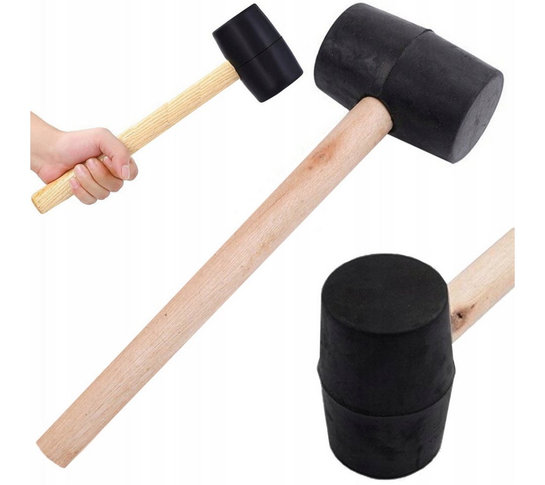 RACEL Gummihammer Gummihammer 220g Schwarz Schonhammer Holzgriff Rückschlagsfrei (1-St), Schonend & präzise Bild 4
