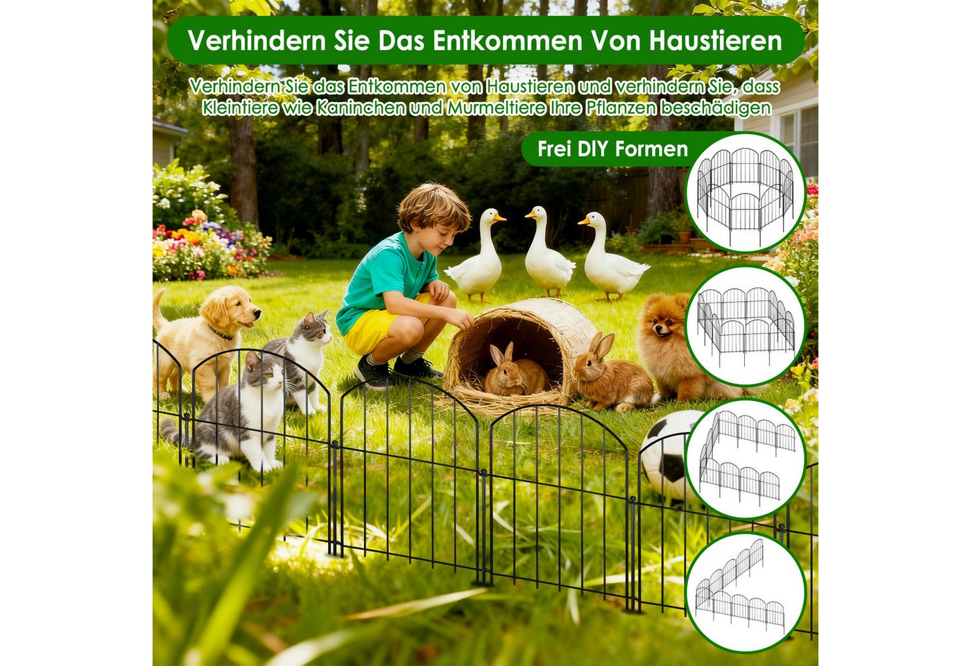 BlingBin Gartenzaun Metall Gartenzaun 3,3 m Bogenform, (10er-Packung, 1-St., 10er Set Beetzaun mit Erdspießen oder Klicksystem, Rostfrei), Dekorativer Rasenzaun für Garten, Hof & Terrasse Bild 2