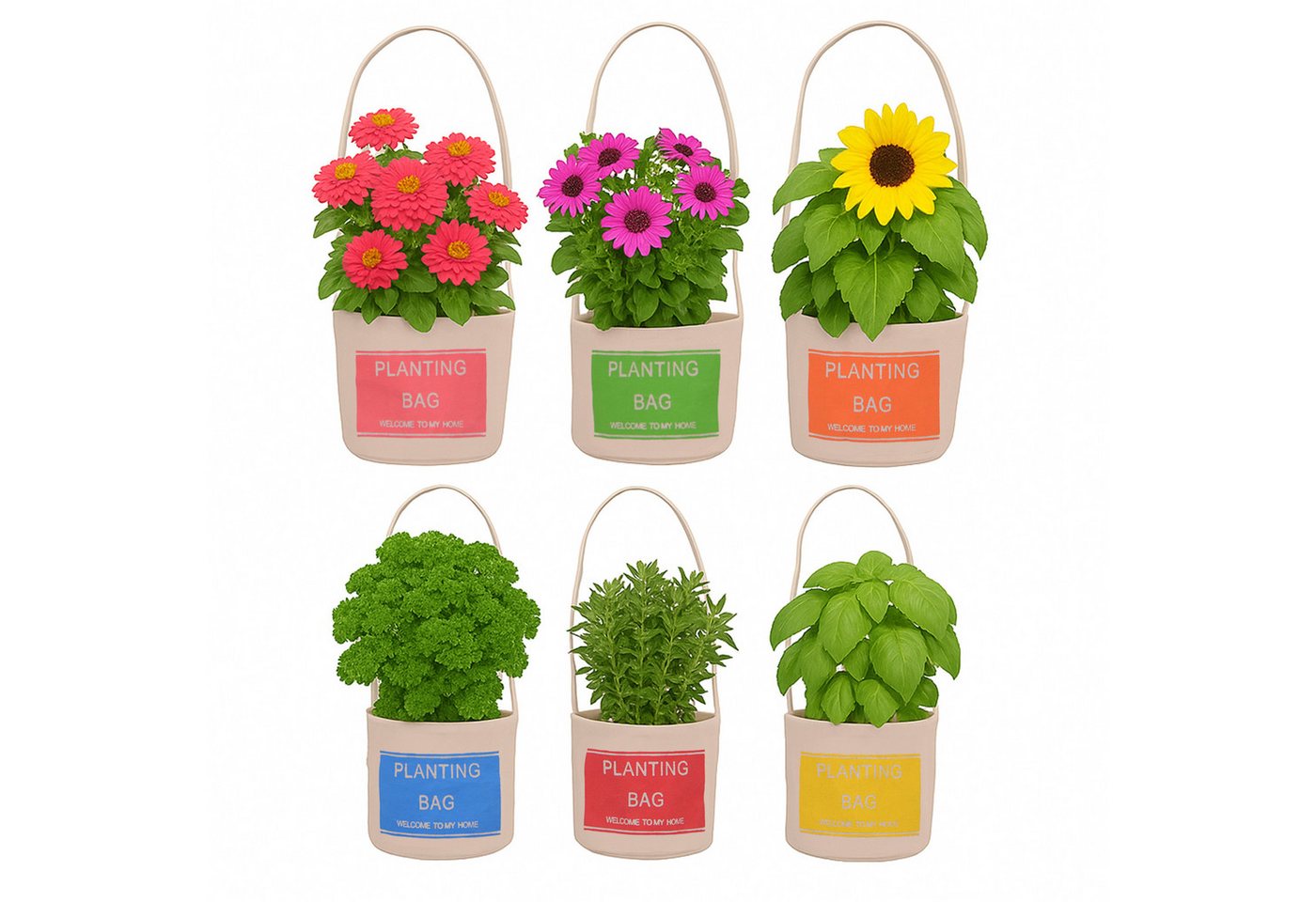 UNUS GARDEN Blumentopf Pflanzbeutel aus Jute 6er Set, Für Fensterbank, Balkon oder Küche - natürlich und dekorativ Bild 2
