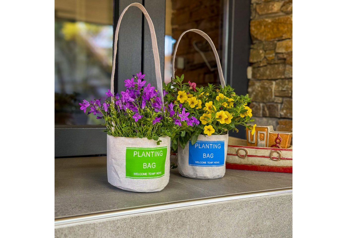 UNUS GARDEN Blumentopf Pflanzbeutel aus Jute 6er Set, Für Fensterbank, Balkon oder Küche - natürlich und dekorativ Bild 3