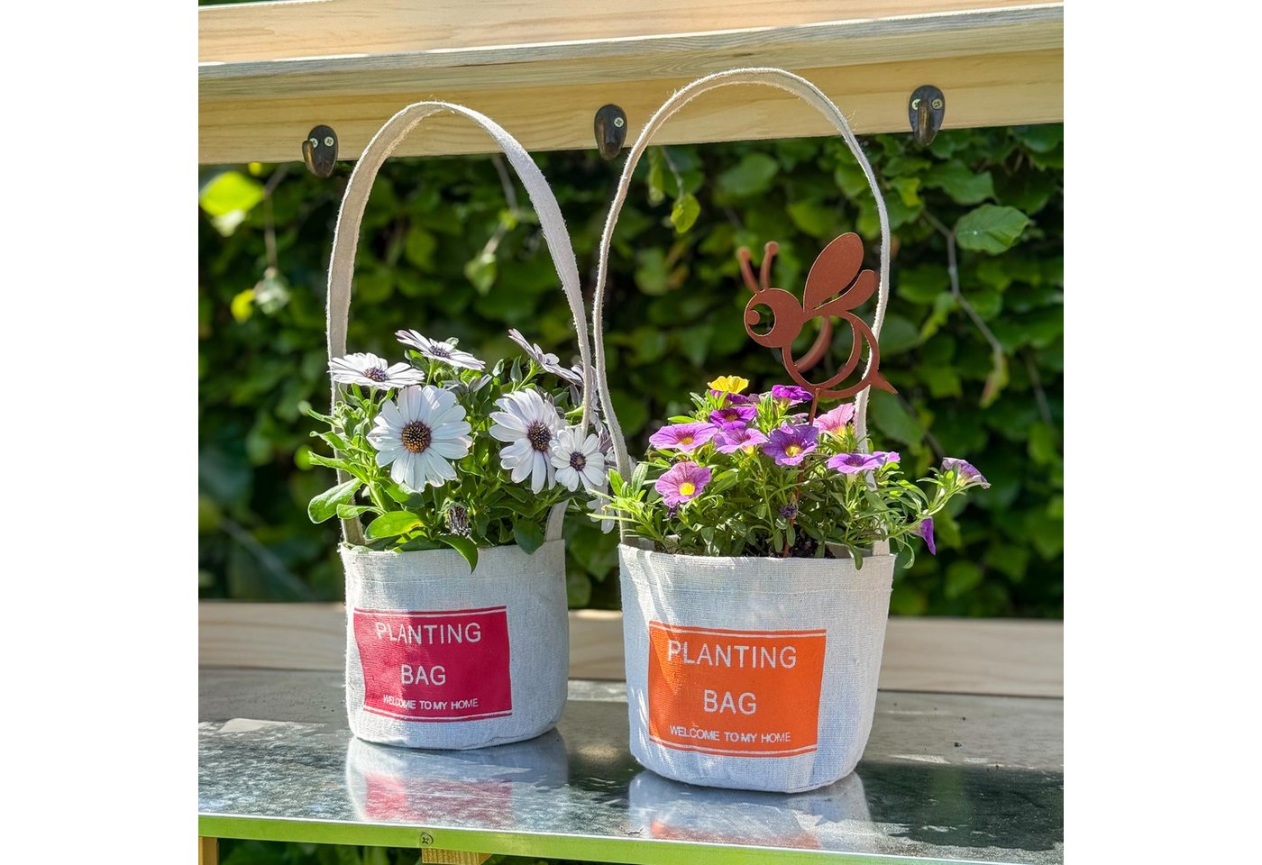 UNUS GARDEN Blumentopf Pflanzbeutel aus Jute 6er Set, Für Fensterbank, Balkon oder Küche - natürlich und dekorativ Bild 5