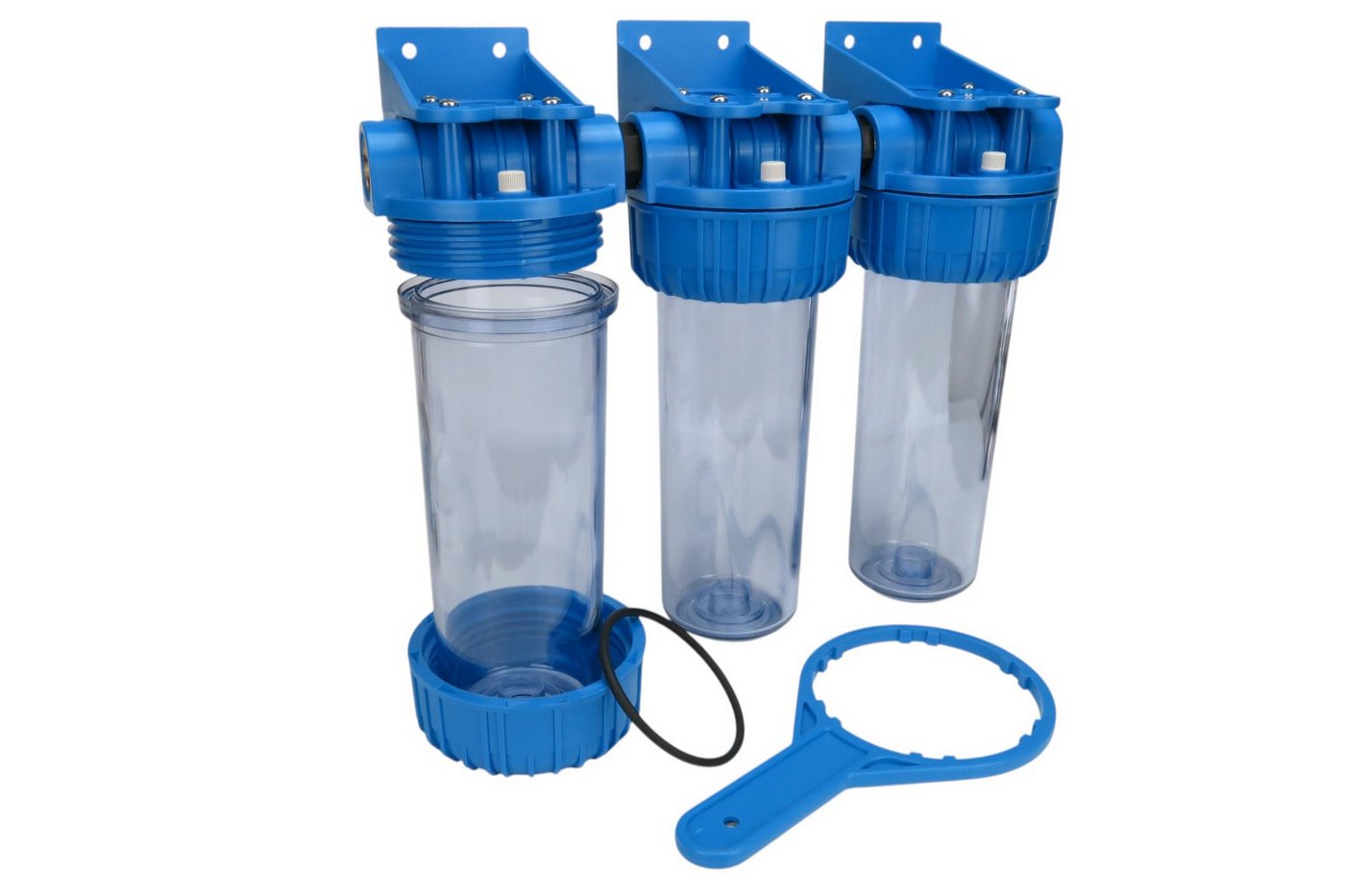 Trinkwasserladen Filtereinsatz, 3-Stufen Hauswasserwerk Gehäuse 3/4" mit Patronen Bild 2