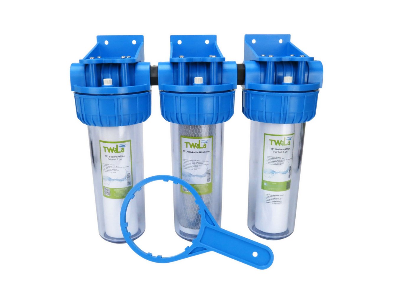 Trinkwasserladen Filtereinsatz, 3-Stufen Hauswasserwerk Gehäuse 3/4" mit Patronen Bild 4