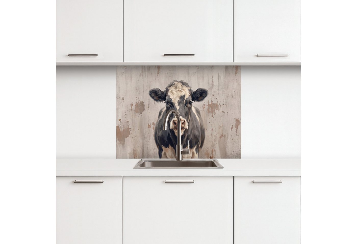 KitchenYeah Küchenrückwand selbstklebend (keine Folie) Kuh - Porträt - Tiere - Modern, (1-tlg), Spritzschutz, Küche, Rückwand, Küchenwand, Küchenfront, 80x60 cm Bild 5