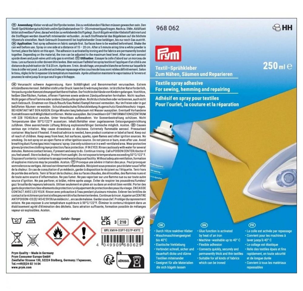 Prym Textilkleber - Textilsprühkleber (Dose / 250 ml)