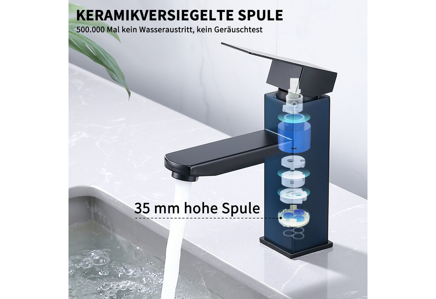 DESFAU Waschtischarmatur waschbecken Wasserhahn Bad Badarmatur Armatur Mischbatterie waschtischarmatur bad,waschtischarmatur für aufsatzbecken,Schwarz