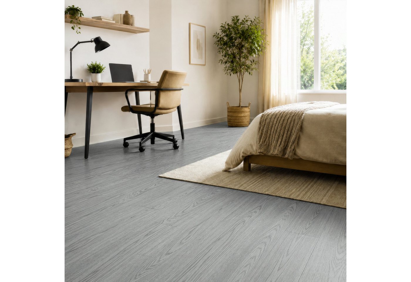 BlingBin Vinylboden Klick Hartvinylboden Rigid SPC Landhausdiele Holzoptik, verformt sich kaum, schimmelresistent und korrosionsbeständig, 18er Set, 128 x 640 x 4 mm, SPC-Klickbodenbelag, 4mm stark, wasserfest, für Wohnräume, Küche, Flur