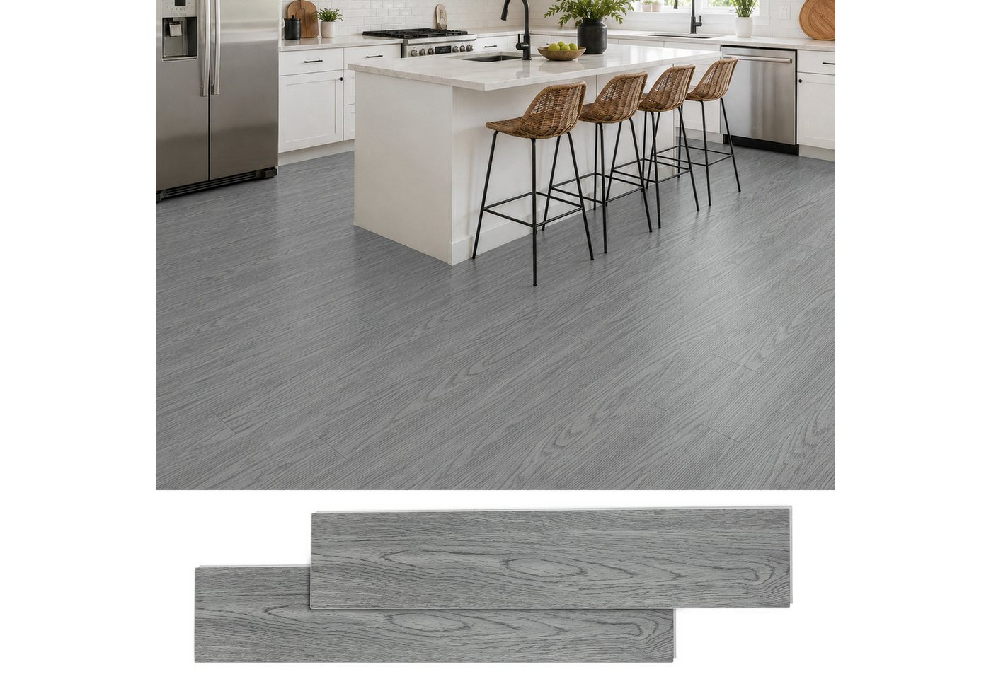 BlingBin Vinylboden Klick Hartvinylboden Rigid SPC Landhausdiele Holzoptik, verformt sich kaum, schimmelresistent und korrosionsbeständig, 18er Set, 128 x 640 x 4 mm, SPC-Klickbodenbelag, 4mm stark, wasserfest, für Wohnräume, Küche, Flur Bild 5