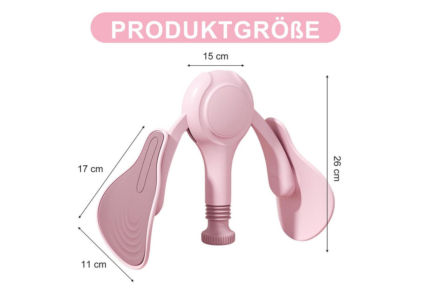 HEYHIPPO Beckenbodentrainer Beckenbodentrainer 15×26 cm – für Oberschenkel, Po & Beckenboden, Beinwiderstandstraining mit Feder, Beckenboden- & Po-Training, Verstellbarer Oberschenkeltrainer, 650g, mit Feder, pink, leicht