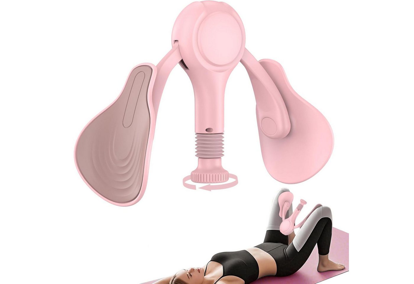 HEYHIPPO Beckenbodentrainer Beckenbodentrainer 15×26 cm – für Oberschenkel, Po & Beckenboden, Beinwiderstandstraining mit Feder, Beckenboden- & Po-Training, Verstellbarer Oberschenkeltrainer, 650g, mit Feder, pink, leicht Bild 4