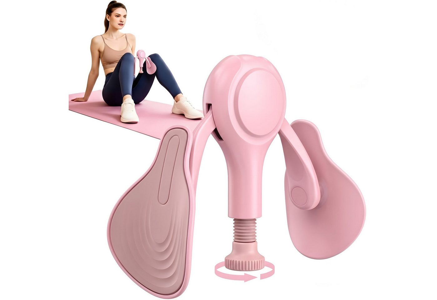 HEYHIPPO Beckenbodentrainer Beckenbodentrainer 15×26 cm – für Oberschenkel, Po & Beckenboden, Beinwiderstandstraining mit Feder, Beckenboden- & Po-Training, Verstellbarer Oberschenkeltrainer, 650g, mit Feder, pink, leicht Bild 5
