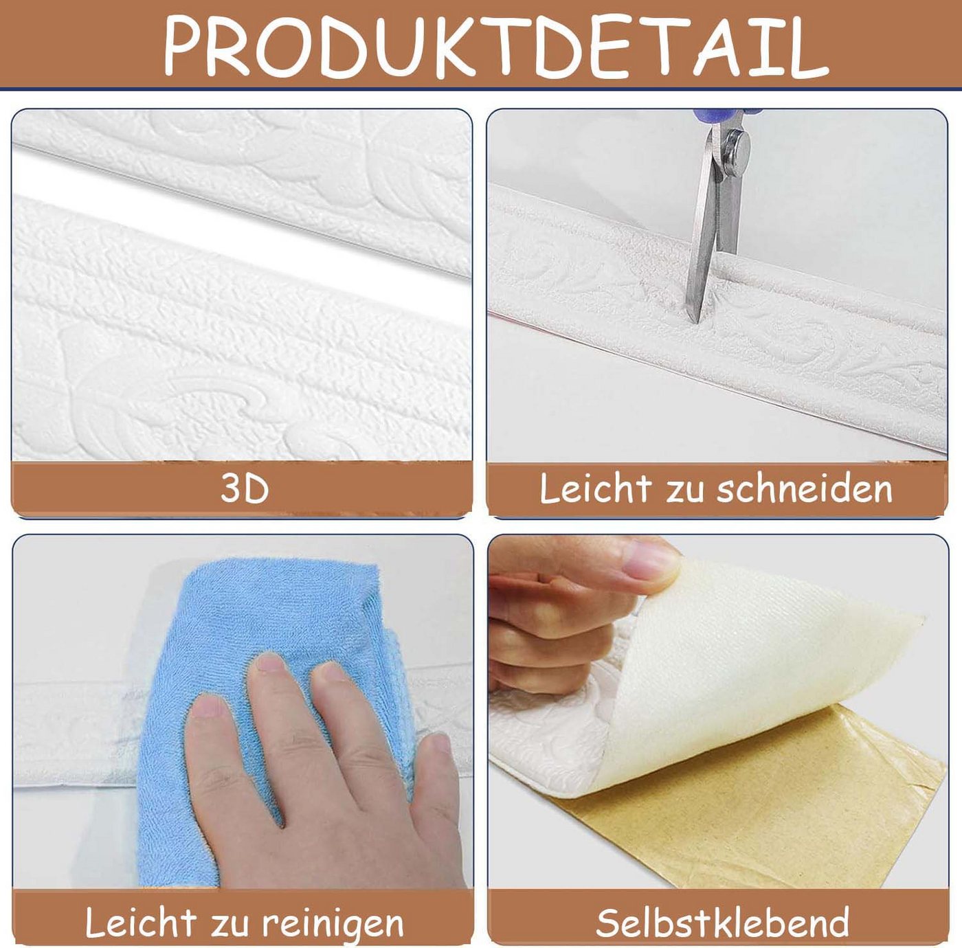Diwzbyn Bordüre Zierleisten Selbstklebend, Peel und Stick Stuckleisten Wand Deko