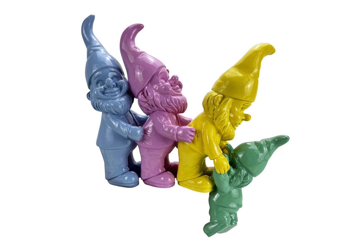 Online-Fuchs Gartenfigur für außen - 4 Wichtel, Gartenzwerge Kantenhocker - Garten Deko Figuren, (bunte Gartendekoration, 24 cm groß), ideal für Steine, auf dem Tisch oder in großen Blumentöpfen Bild 4