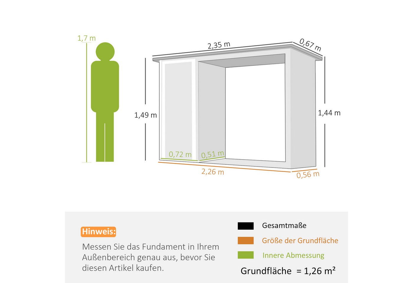 Outsunny Kaminholzregal-Erweiterung 2-in-1 Brennholzregal mit Geräteschrank, BxTxH:67x235x149 cm, (Set, 1-St., 2-in-1 Holzlager), Geräteschrank + Kaminholzregal Bild 3