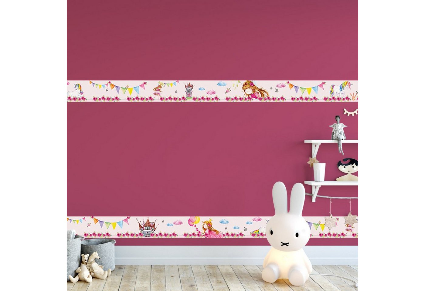 Sunnywall Bordüre Prinzessin (Bordüre - 400 cm), Prinzessin, (1 St), hochwertige 200 g/m² Vliestapete