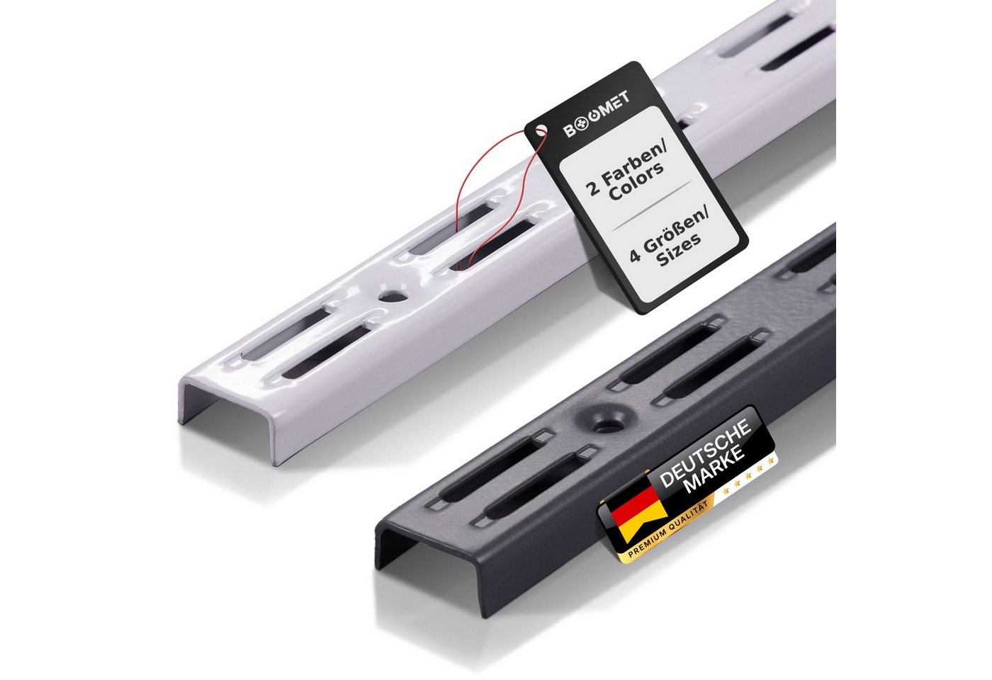BOOMET Wandregalhalter Wandschienen für Regalsystem 2-reihig, 4-tlg., Anthrazit 50cm Regalschienen Wandregal Schiene Bild 4