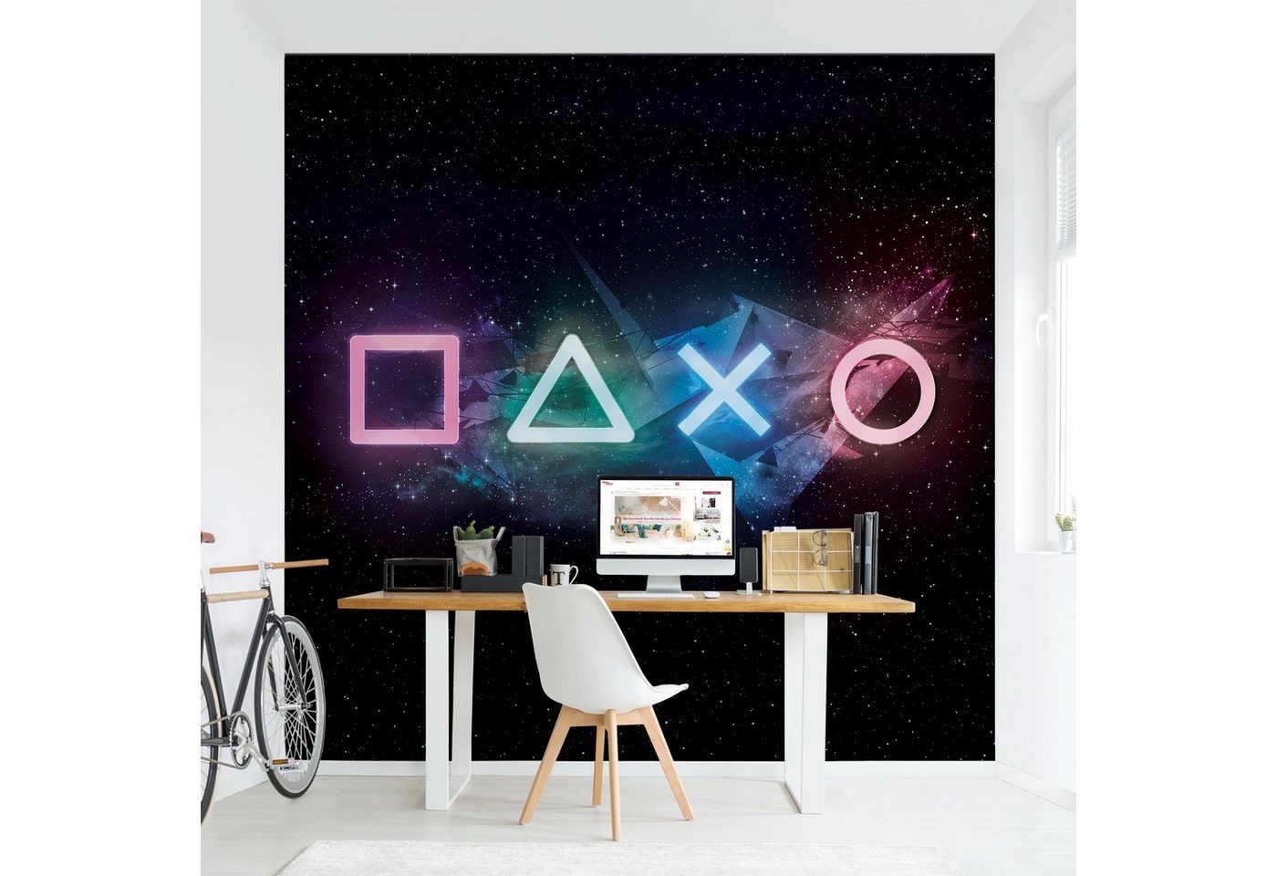 Bilderdepot24 Fototapete Controller Galaxie Neon Art Gamer schwarz moderne Wanddeko XXL, Glatt, Matt, (Vliestapete inkl. Kleister oder selbstklebend), Jugendzimmer Gaming Zimmer Tapete Wohnzimmer Vliestapete Wandtapete Bild 4