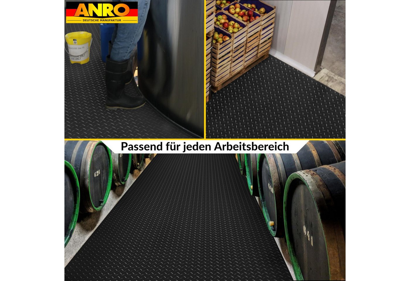 ANRO Vinylboden DIONIS 1,5 mm wasserabweisend für Garage/Werkstatt PVC-Bodenbelag, Feuchtigkeitsbarriere, feine Optik, langlebig, Einzelstück, eine Rolle Bodenbelag, Isolierend und wasserbeständig Größe: 100x100cm Uni Schwarz Bild 4